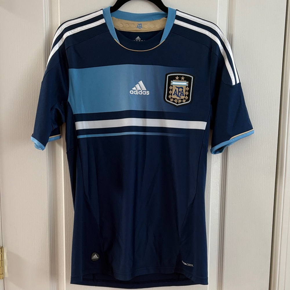 Adidas Argentina Men's Soccer Jersey Dark Blue and Light Blue Size S